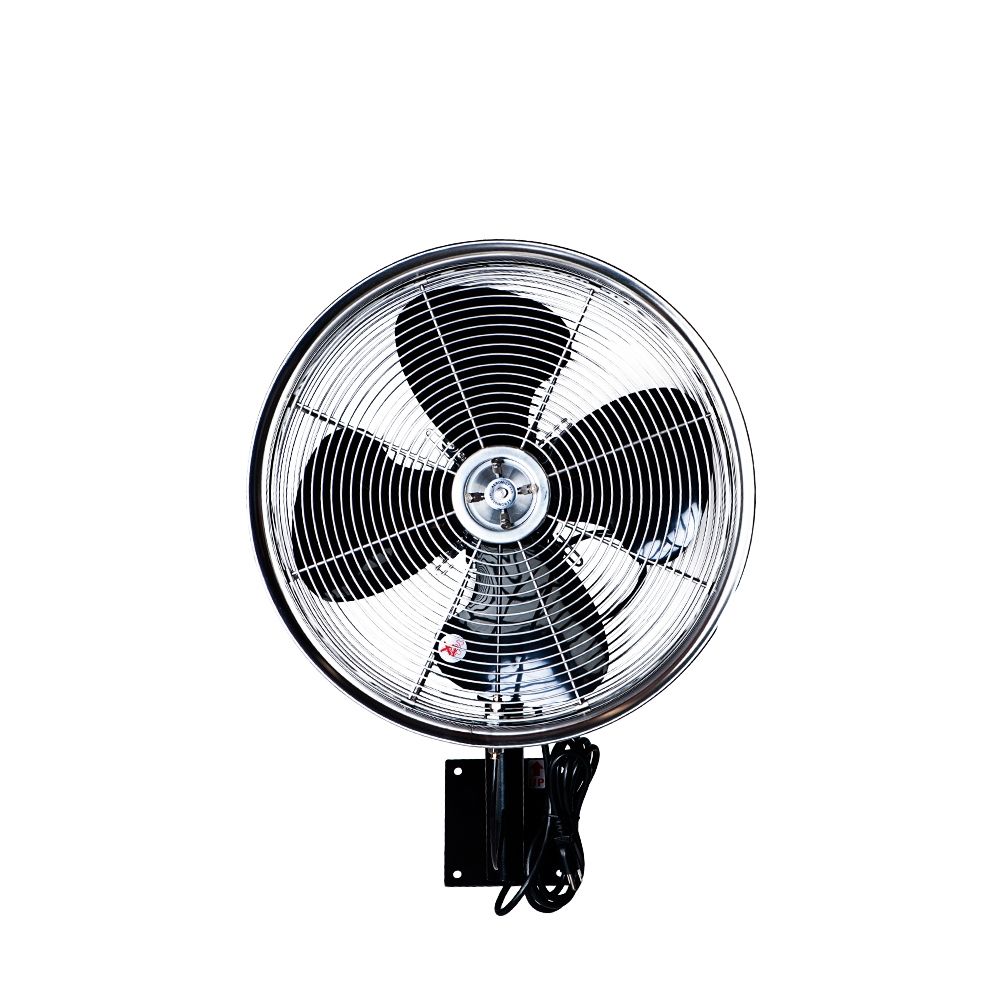 18" Oscillating Wall Mount 5 Nozzle Hub Misting Fan 3-speed Control On Motor - W/stainless Steel Housing