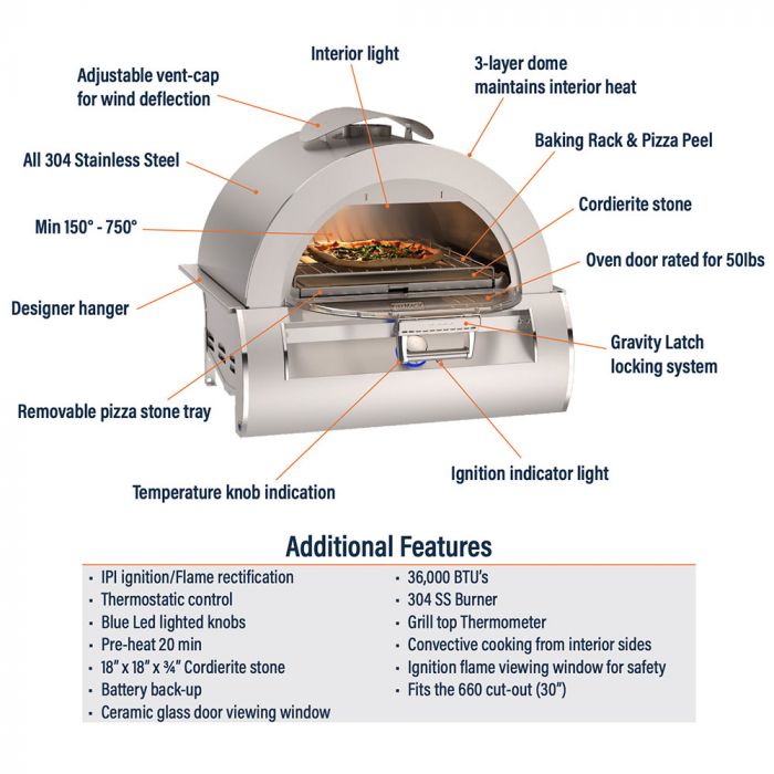 Fire Magic Echelon Diamond Built-In Natural Gas Pizza Oven