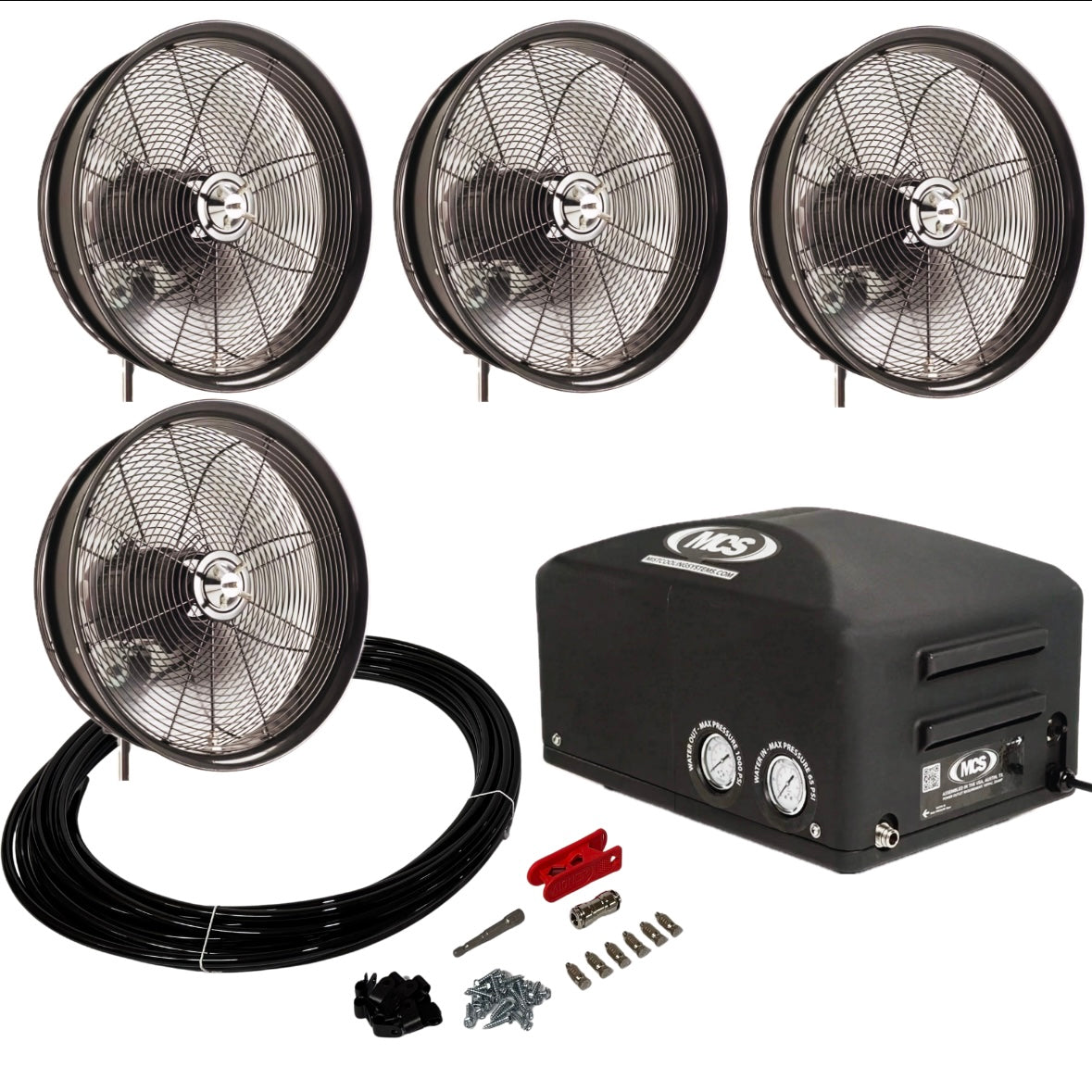 MCS Products .5 GPM Fully Enclosed Misting Pump With 3 Misting Fan Kits