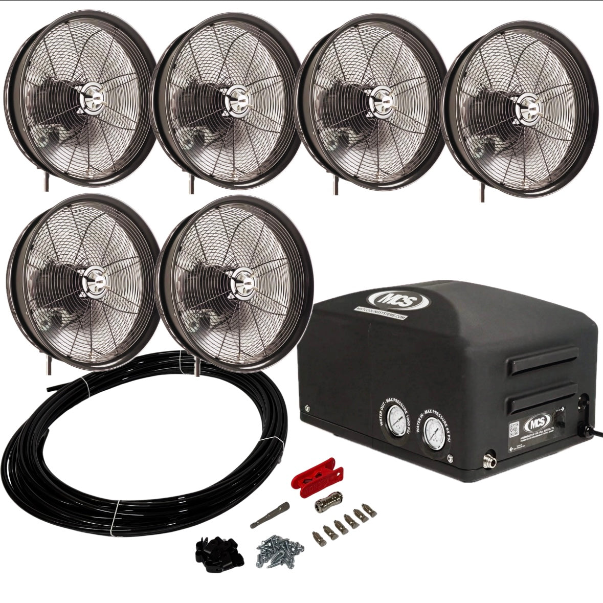 MCS Products 1.0 GPM Fully Enclosed Misting Pump With 6 Misting Fan Kits