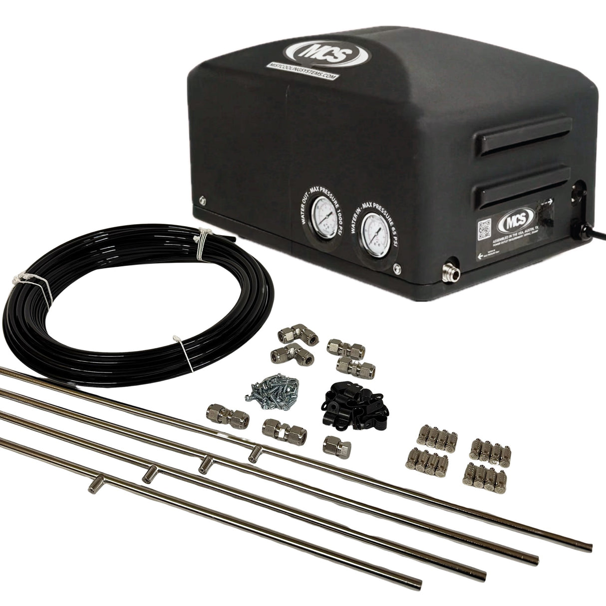 MCS Products .5 GPM Fully Enclosed Misting Pump With 48ft. Stainless Mist Line Kit