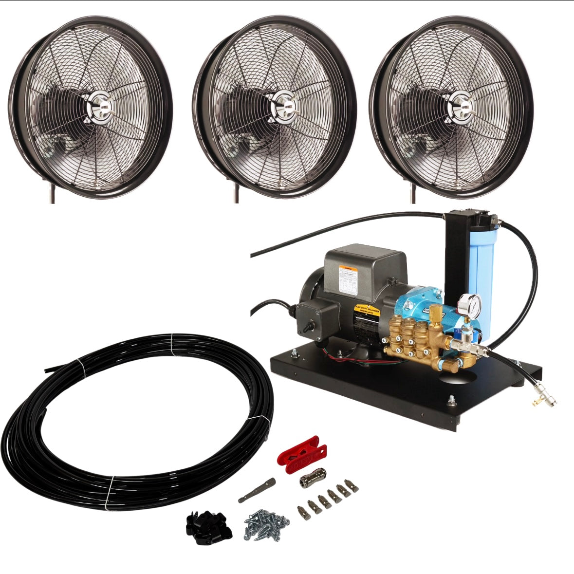MCS Products .5 GPM Open Frame Misting Pump With 3 Misting Fan Kits - Thumbnail 2