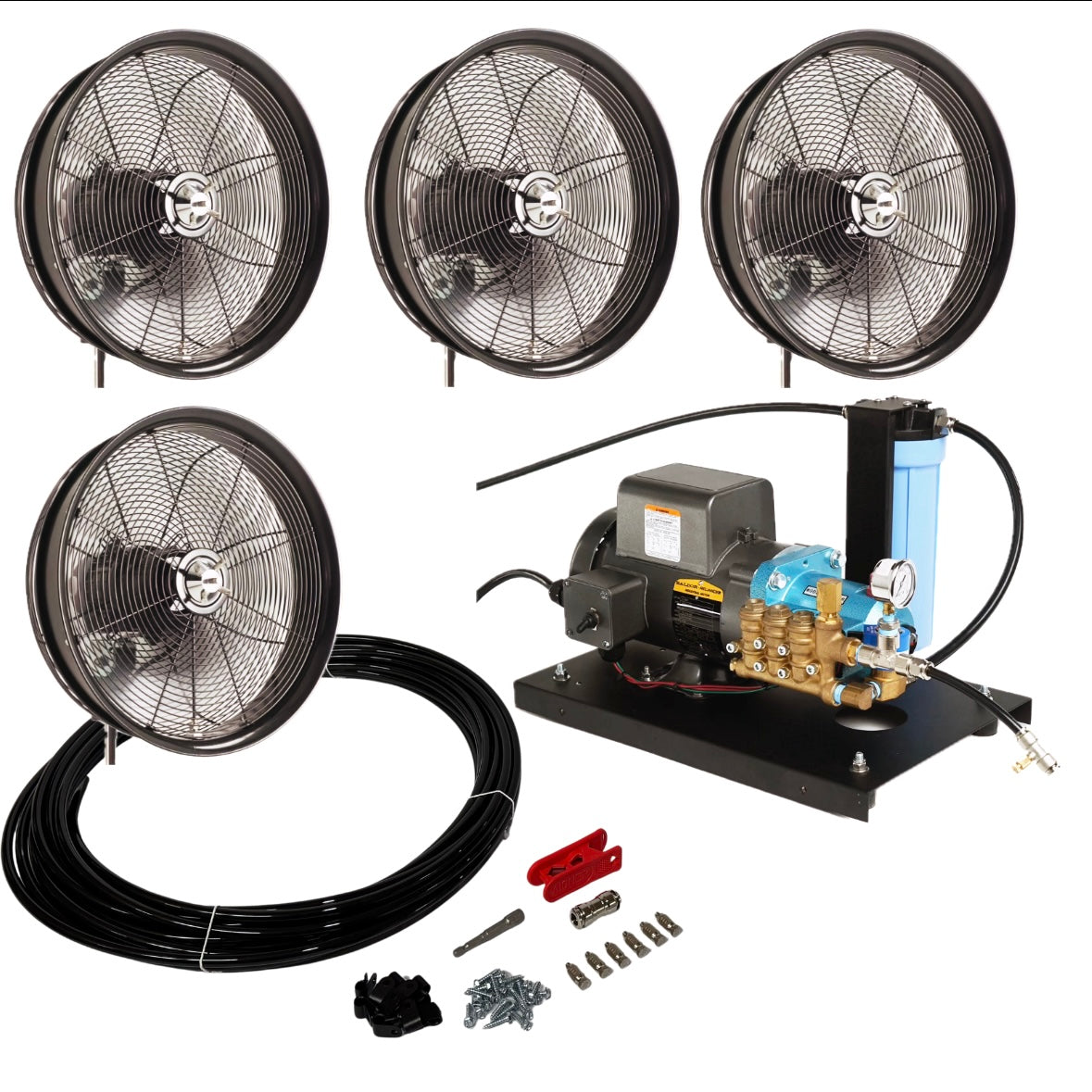 MCS Products .5 GPM Open Frame Misting Pump With 3 Misting Fan Kits