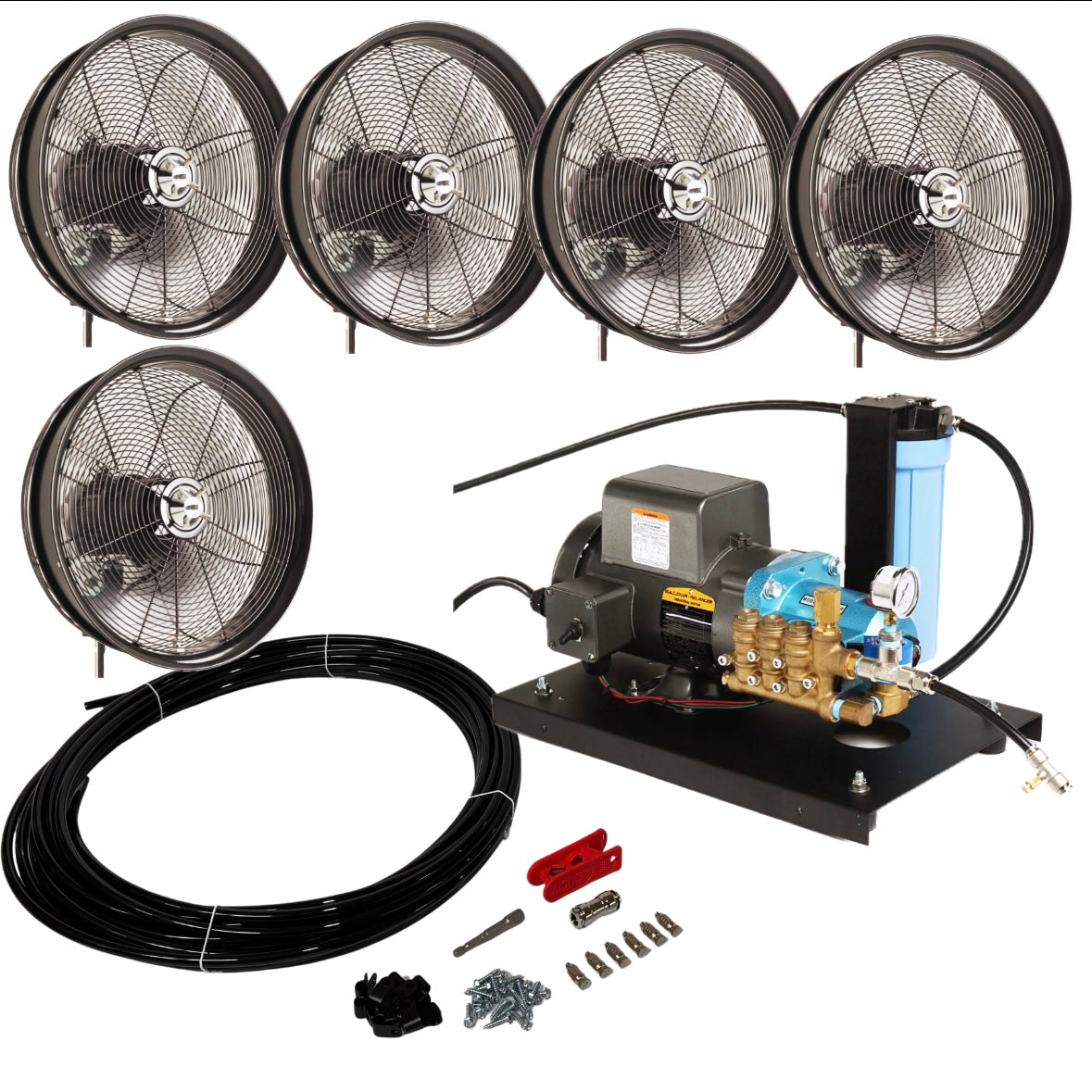 MCS Products .5 GPM Open Frame Misting Pump With 3 Misting Fan Kits - Thumbnail 3